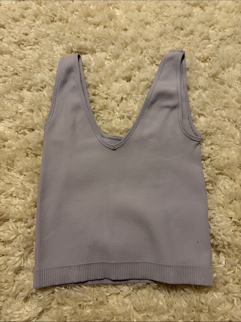 Lavender Ribbed V-Neck Crop Tank